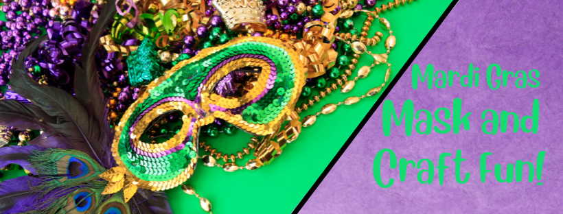 February 18, 2023, Arts Meetup Mardi Gras Mask and Craft Fun!
